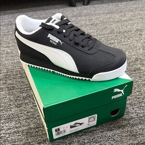 Puma Roma Classic Black and White Shoes